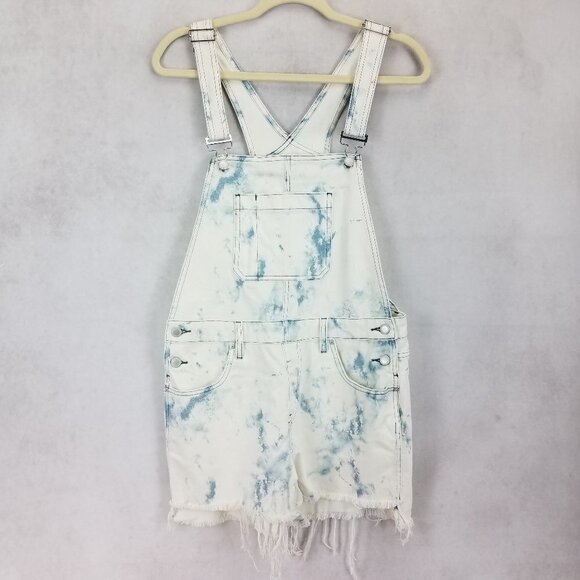HUDSON Jeans Size S Cloud Marble Sloane Overalls Shorts Shortalls - Picture 2 of 13